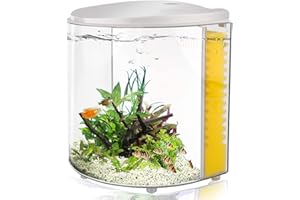 YCTECH Small Fish Tank 1.2 Gallon Betta Fish Tank with Filter and Light for Shrimp, Jellyfish, Goldfish, Aquarium Starter Kit for Home, Office, Room, Decorative Desktop