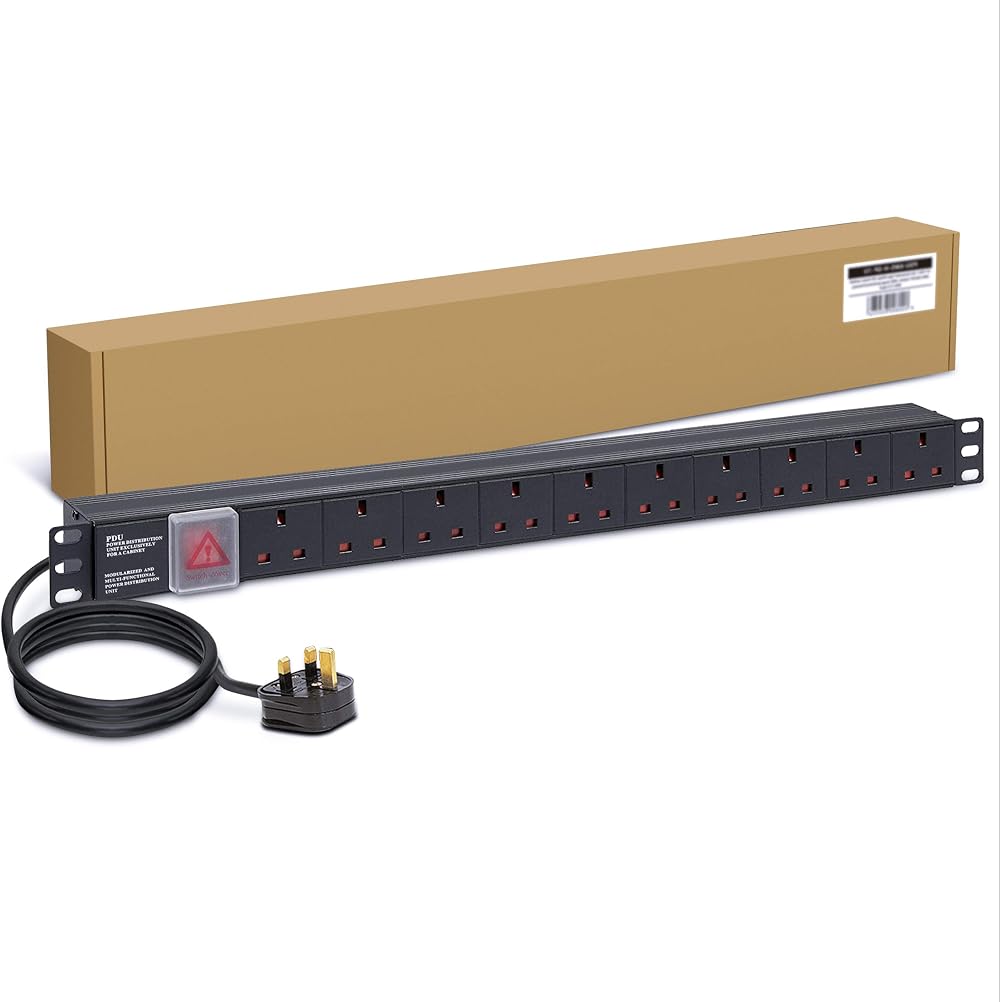 Dynamode 10 Way Extension Lead Power Strip 13A Switched PDU 1.7m Cable