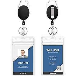 Will Well ID Badge Holders with Clip and Keyring
