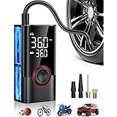 Tire Inflator Portable Air Compressor, 150PSI Air Pump for Car Tires with LED Light, Cordless Tire Pump with Digital Pressure Gauge, Tire Inflator for Car, Bike, Motorcycle, Ball
