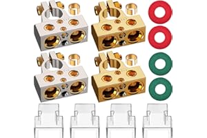 SUNMORN Battery Terminal Connectors, 0/2/4/6/8/10 AWG Battery Terminals, Heavy Duty Car Battery Terminal, Top Post Multiple (Beige)