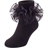 Dicry Girls Socks Double Lace Frilly Ruffle Ripple Turn Cuff