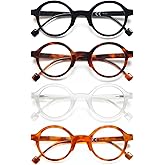 YTDBNS Retro Round Reading Glasses for Women/Men, 4 Pack Lightweight Blue Light Blocking Readers