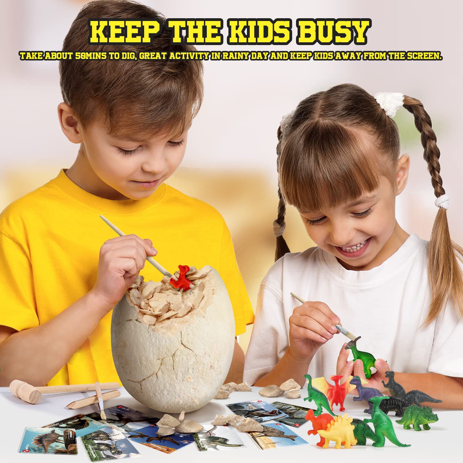 XXTOYS Dinosaur Egg Dig Kit, Unearth a Jumbo Dino Egg with 12 Unique Large Surprise Dinosaur Toys, Ideal Educational STEM Toys and Gifts for Kids Aged 5-7, Suitable for Party and Easter