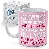 Funny Daughter-in-Law Coffee Mug from Awesome In-Laws 11OZ, Christmas Thanksgiving Birthday Gifts for Her Daughter-in-law Tea Cup, Humorous & Sarcastic Greeting for DaughterinLaw Living the Dream