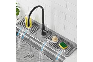 PoYang 24 inch Kitchen Sink Splash Guard, 7° Slope Faucet Mat for Kitchen Sink Mat, Longer Sink Protectors for Kitchen Sink S