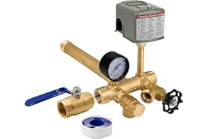 Sdanbom Upgrade Pressure Tank Tee Kit for Well Pressure Tank, Pressure Tank Installation Kit with 1" Brass Union Well Tank Tee & 40-60psi Well Pressure Switch, fit Most Tanks with Diameters up to 16"
