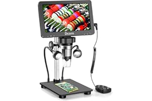 Dcorn 7'' Digital Microscope 1200X, 12MP 1080P Photo/Video Microscope for Adults Soldering Coins,Metal Stand,Wired Remote,10 
