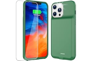 KKD Charging Case for iPhone 13/13 Pro, 7000mAh Ultra Slim Portable Extended Battery Case, Smart Rechargeable for iPhone 13 Charger Case Self Charging Phone Cover 6.1 inch, Green