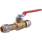 SharkBite Max 1/2 x 1/2 Inch Slip Ball Valve, Push-to-Connect Brass Plumbing Fitting, Copper, CPVC, UR24735