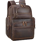 TIDING Men's Vintage Leather Backpack 15.6" Laptop Bag Large Capacity Business Travel Hiking Shoulder Daypacks