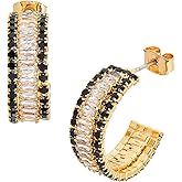 RED By Kiss Premium 18K Gold Plated CZ Stud Earrings, Hypoallergenic Titanium Comfort Post, Luxury Cubic Zirconia Diamond Earring, Lead & Nickel Free, Made in Korea