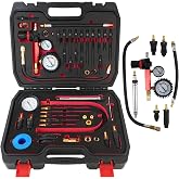 KUNGJUER 46PCS Engine Compression Testers, Petrol Diesel Cylinder Leak Down | Compression and Leakage Test Kit, Dual Gauge Engine Compression Tester Kit for HDi, TDCi, Pumpe Duse Engine