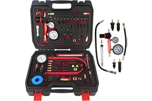 KUNGJUER 46 Piece Engine Compression Testers, etrol & Diesel Cylinder Leak Down Tester Kit, Compression and Leakage Test Kit, Dual Gauge Engine Compression Tester Kit for HDI, TDCi, Pumpe Duse Engine