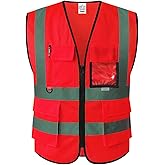 XIAKE Reflective Safety Vest for Men & Women High Visibility Class 2 Vest with Pockets Meets ANSI Standards