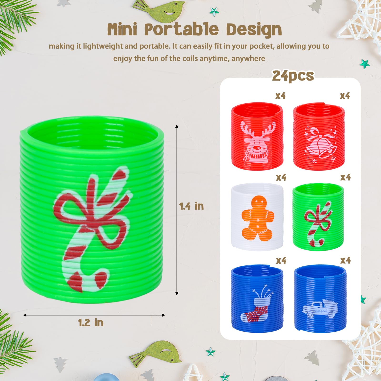 MCPINKY Christmas Magic Springs, 20PCS Mini Spring Toy Christmas Party Favors for Kids 4 to 8 Fun Goodie Bag Stuffers Birthday Gifts Christmas Prizes, Christmas Stocking Stuffers, Small Toys Present
