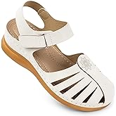 SHIBEVER Women Comfortable Flat Sandals Dressy Summer Closed Toe Fisherman Sandals