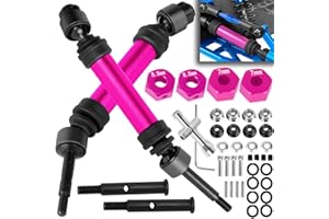 BRCatWPark Drive Shaft Axles Upgrades Part for 1/10 Rustler 2WD (VXL)/Stampede 2WD (VXL),RC Steel #45 2Pcs Driveshafts CVD w/Hex Hops Up,Pink