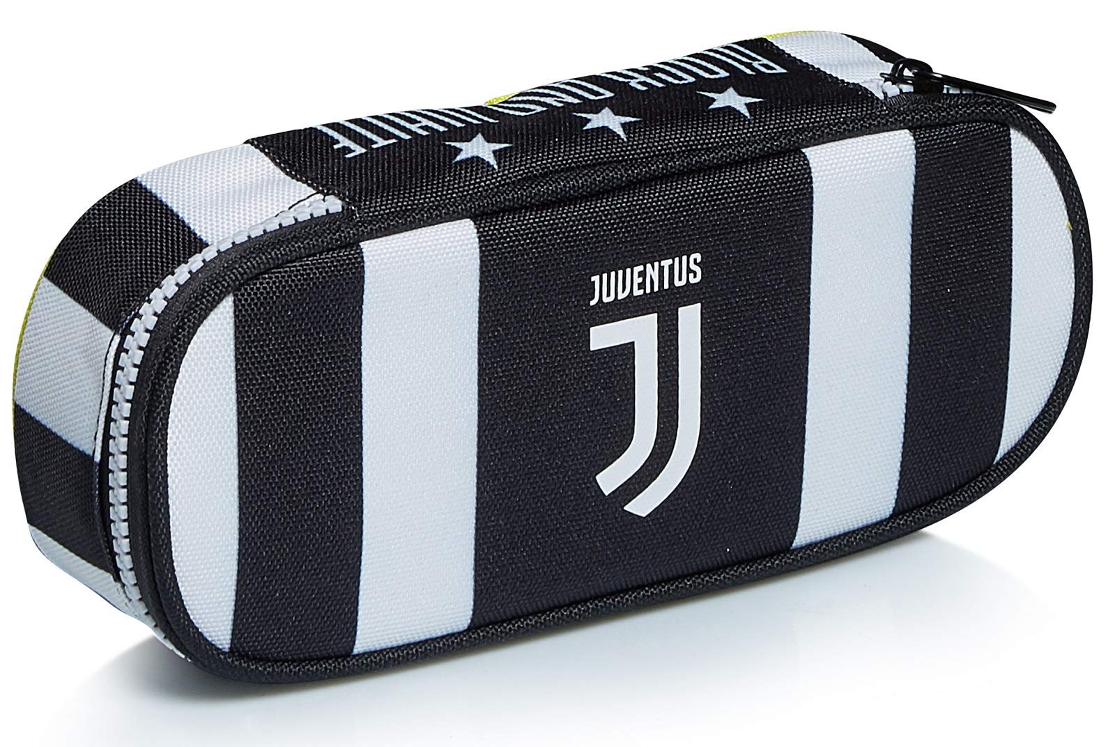 Juventus Oval Bag Best Match Black and White with Elastics Pencil Holder School Pen Holder