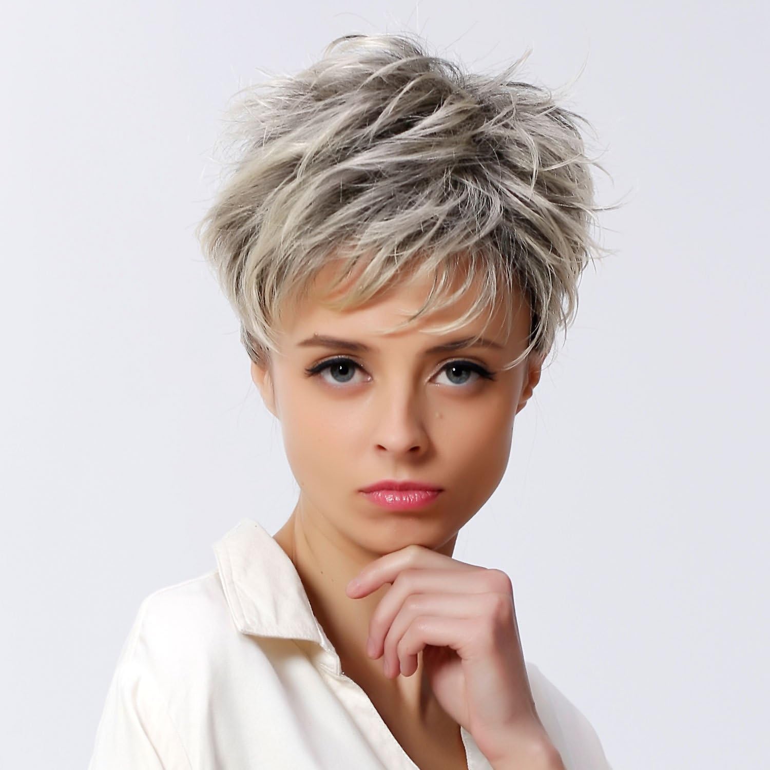 EffortLife 11'' Elegant Medium Short Fluffy Full Hair Wigs for Fashion Women With Wig Cap