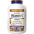 Webber Naturals Vitamin C Chewable 500 mg, 300 Tropical Breeze Flavour Tablets, For Bones, Teeth, Immune and Antioxidant Heal