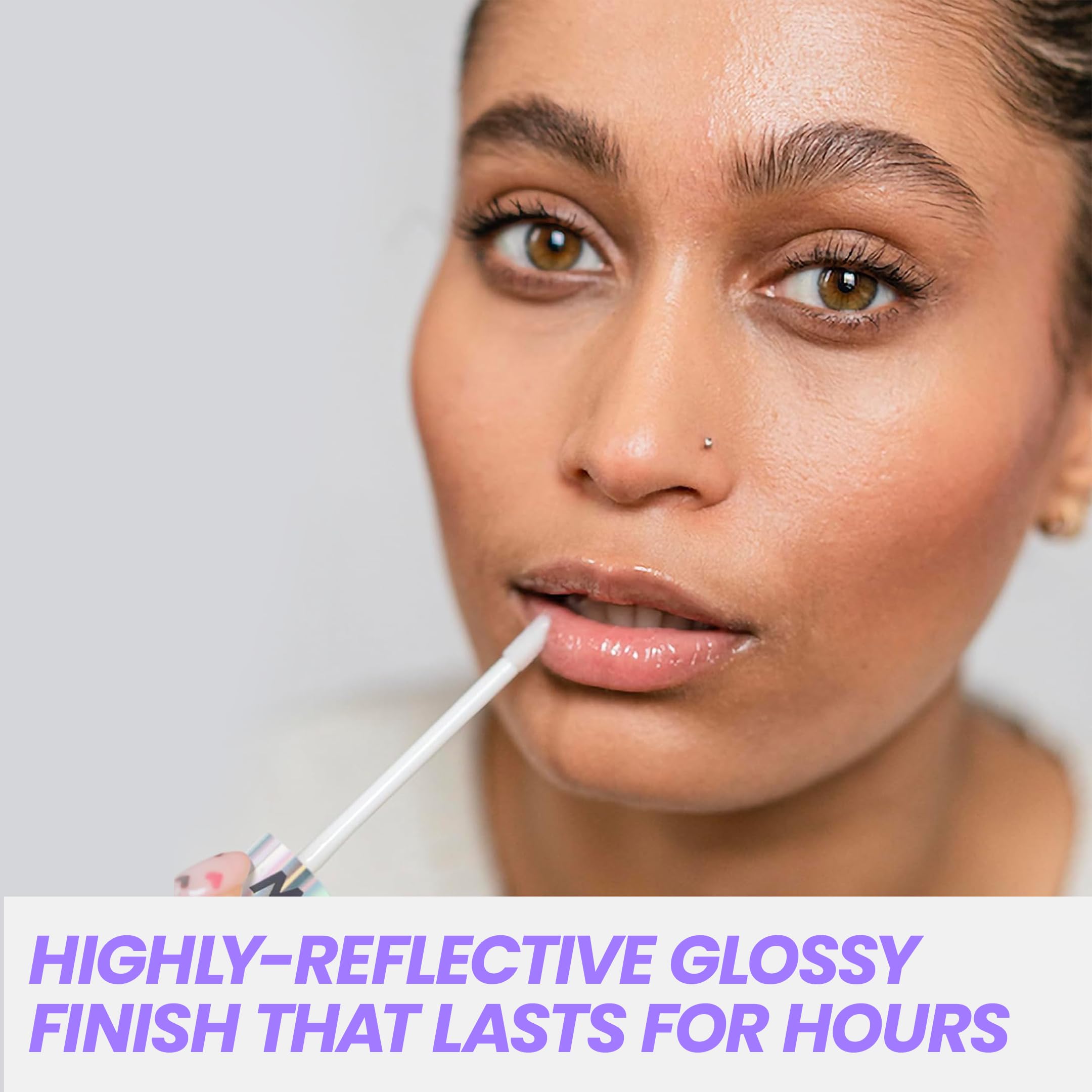 Wonderskin Lip Gloss Blading Top Gloss, Clear Glitter Lip Gloss, Hydrating and High Shine Finish Lip Makeup (Clear Shine)