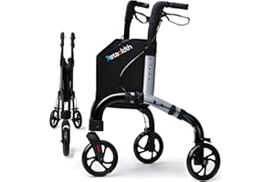 Retaoldth Premium 3 Wheel Rollator Walker for Seniors, Lightweight Foldable Elderly Three Wheeled Rollator with Storage Bag, 