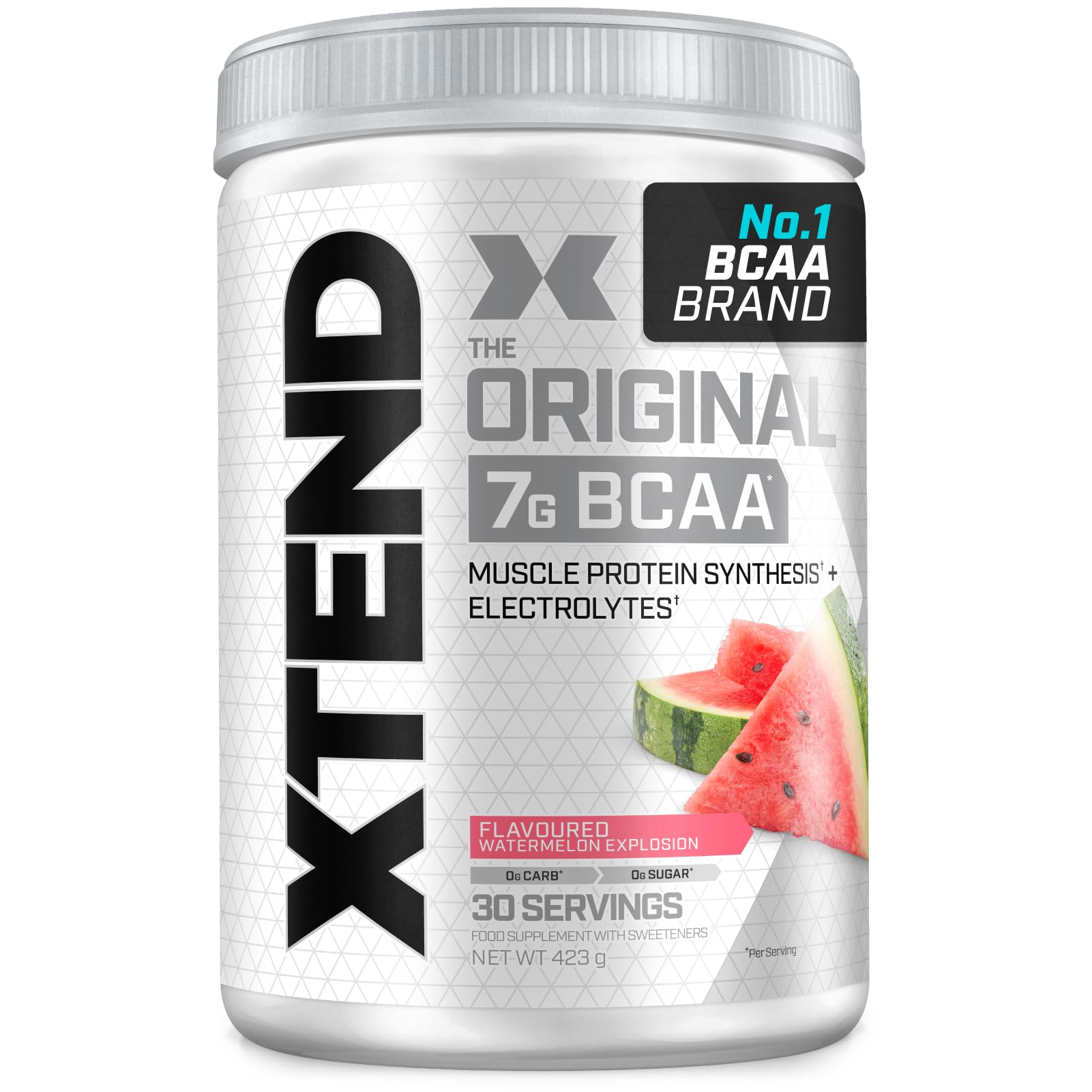 XTEND Original BCAA Powder Watermelon Explosion 30 Servings | 7g BCAAs Per Serving | Sugar Free Branched Chain Amino Acids and Electrolytes Powder for Post Workout Muscle Recovery and Hydration