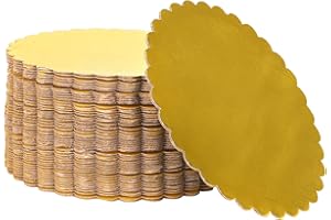 DAJAVE 50 Pack 8 Inch Round Cake Boards, Gold Circle Cardboard Base Board, Disposable Coated Cake Plate for Cake Pizza Decora