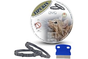 Fipukin Natural Ingredients Flea Repellent Collar for Cats, Safe and Effective Flea and Tick Repellent, Waterproof, 8 Months Protection per Collar, Free Comb, One Size Fits All, 13.8 Inches, 2-Pack