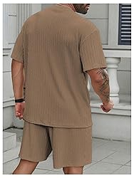 RoseSeek Men's 2 Piece Outfits Textured Drop