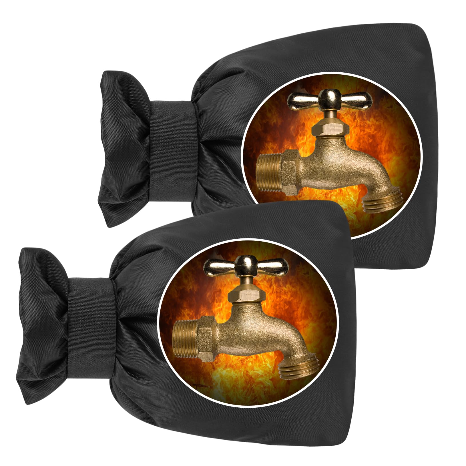 cotaour 2pcs Outside Tap Cover for Winter, Large Outdoor Tap Cover for Winter Thickened Tap Jacket Insulated Protector Tap Cosy Cover from Freezing Bursting (Black)