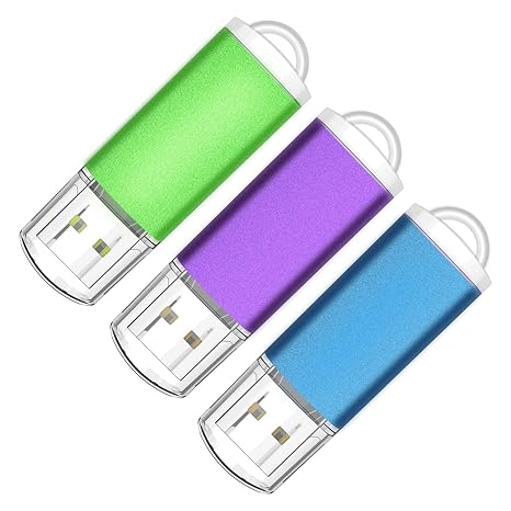 KOOTION USB Stick 64GB 3 Stücke 2.0 USB-Flash-Laufwerk 3 Farben USB Speicherstick für die Arbeit/Schule (Grün, Blau, Lila)