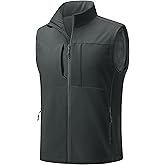 TACVASEN Men's Windproof Lightweight Vest Waterproof with Pockets Softshell Sleeveless Fleece Jacket for Hiking Golf