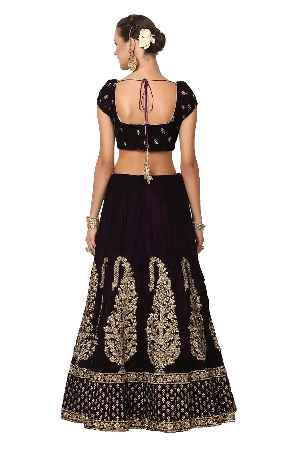 v.k.creation women's taffeta satin embroidered semi-stitched lehengha choli (majenta, free size)