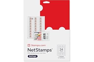 NetStamps Printable Postage Stamps (Stamps.com Subscription Required) – Print Custom USPS Postage at Home – Compatible with Inkjet & Laser Printers – Not Pre-Paid Stamps (Bald Eagle, 50 Sheets)