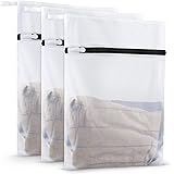 Set of 3 Durable Mesh Laundry Bags for Delicates,Have Hanger Loops (3 Medium 16 x 12 inches)