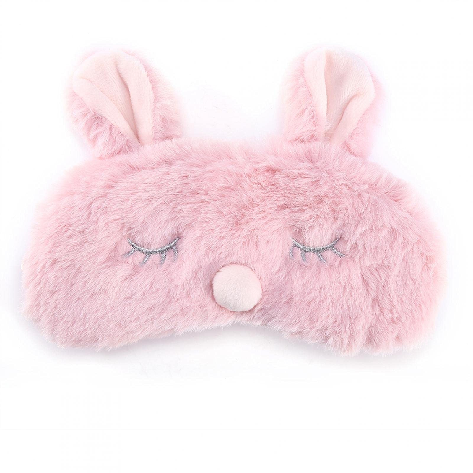Christmas Sleeping Mask Cute Animal Eye Cover Sleeping Mask Deer Winter Carton Nap Eye Shade Mask for Girls Women Adult(Pink Rabbit)