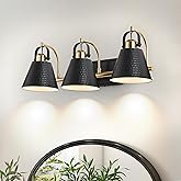 PAZALA Black and Gold Vanity Light, 3-Lights Farmhouse Vanity Light, Bathroom Light Fixtures Over Mirror, 24inch Modern Bathr