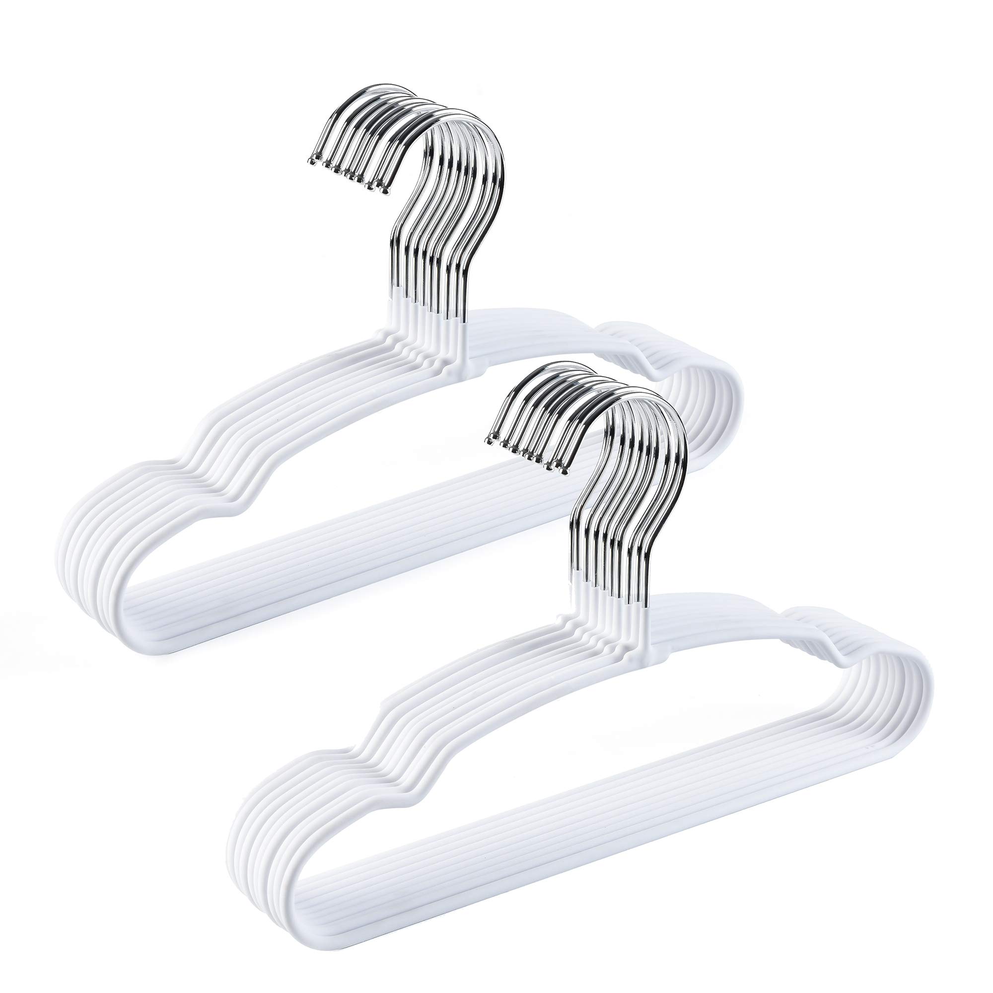 Amber Home 11.8" Lovely Baby Clothes Hangers 20 Pack, Sturdy Metal Wire & Cute White Coating Children Toddler Kids Clothes Hangers for Shirt Coat Pants Trousers (White)