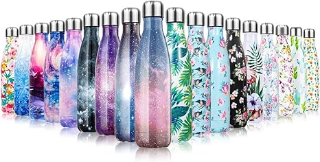 Lalafancy 500ml Bouteille Deau En Acier Inoxydable Sans Bpa Réutilisable Thermos Double Paroi Isolée Sous Vide Gourde Isothermes Froid 24h Ou Chaud