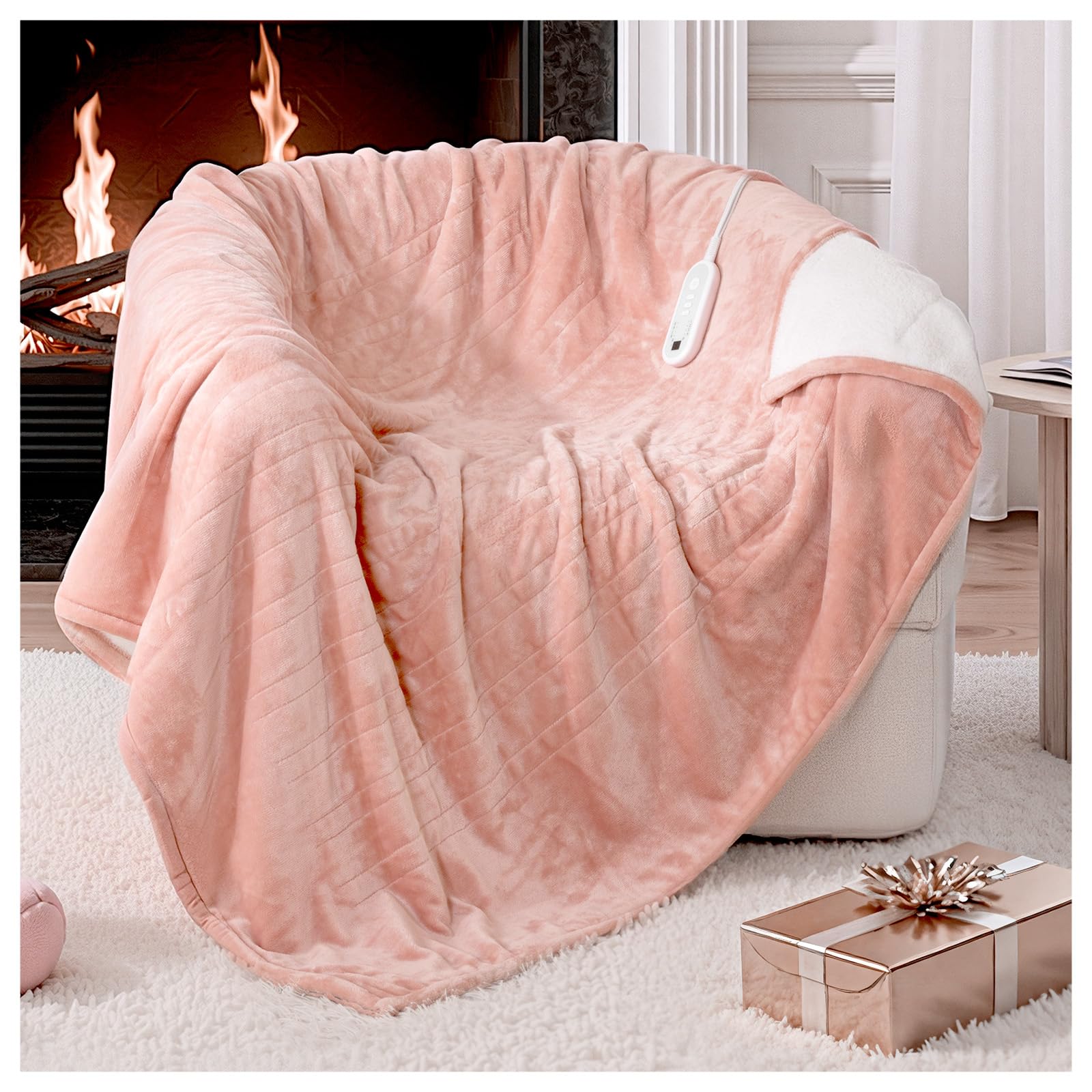 Photo 1 of **DOESN'T HEAT UP** Electric Blanket Heated Throw, 50" x 60" Heated Blanket with 8 Heat Levels & 8 Hours Auto Off, Fast Heating Blankets Machine Washable with ETL Certification, Pink