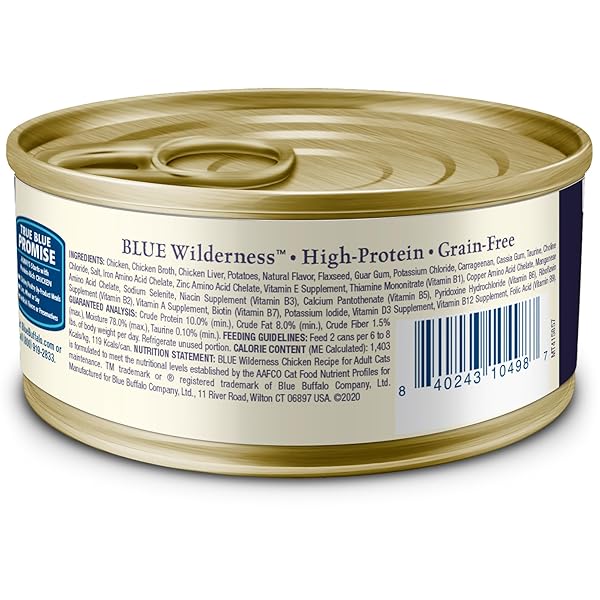 BLUE BUFFALO WILDERNESS HIGH-PROTEIN GRAIN-FREE WET FOOD FOR ADULT CATS 7+, CHICKEN RECIPE, 5.5-OZ., 24-COUNT