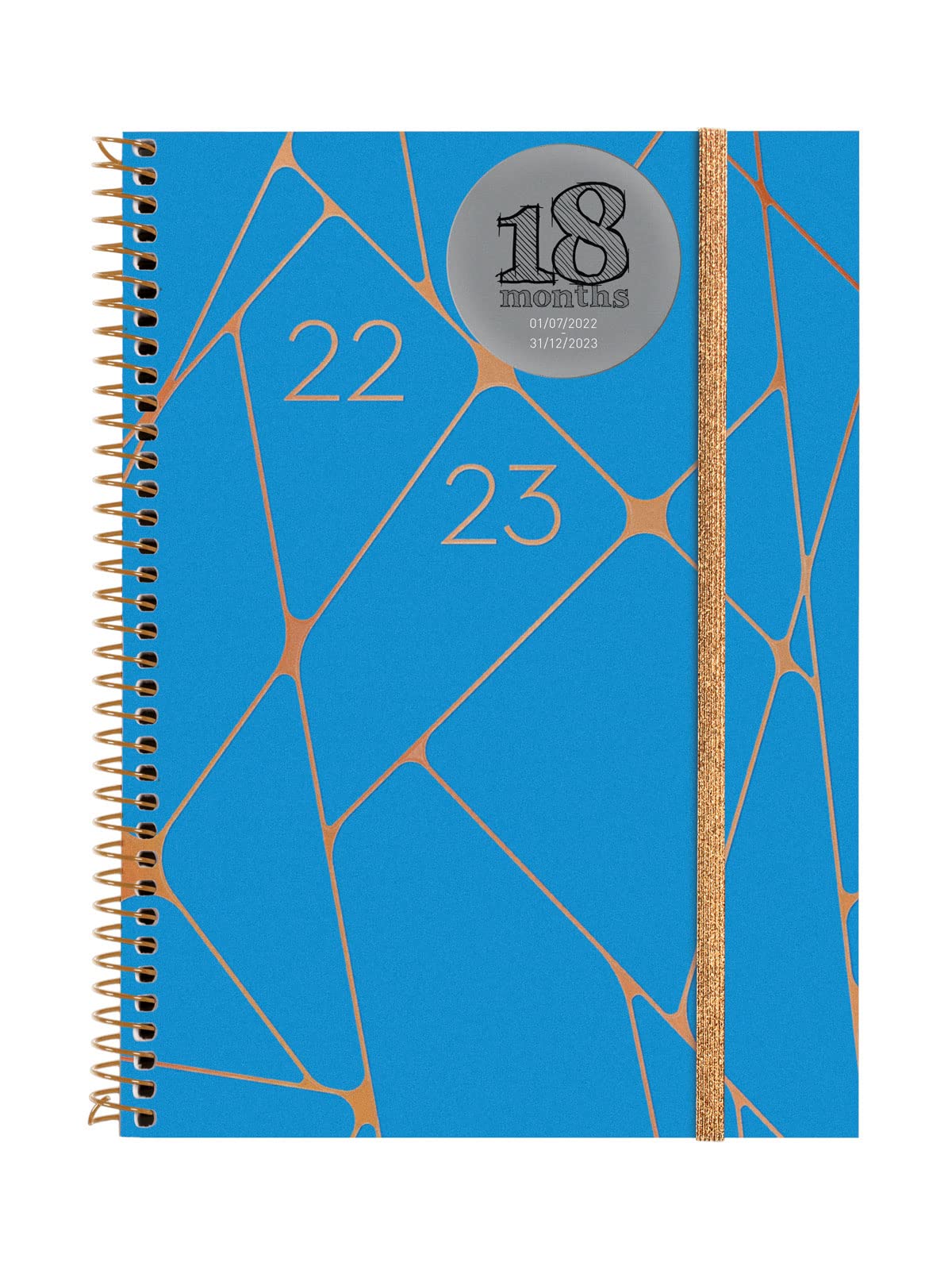 Finocam - Diary 2022 2023 Spiral Bound 18 Months Week to View Horizontal July 2022 to December 2023 (18 Months) Geometric International