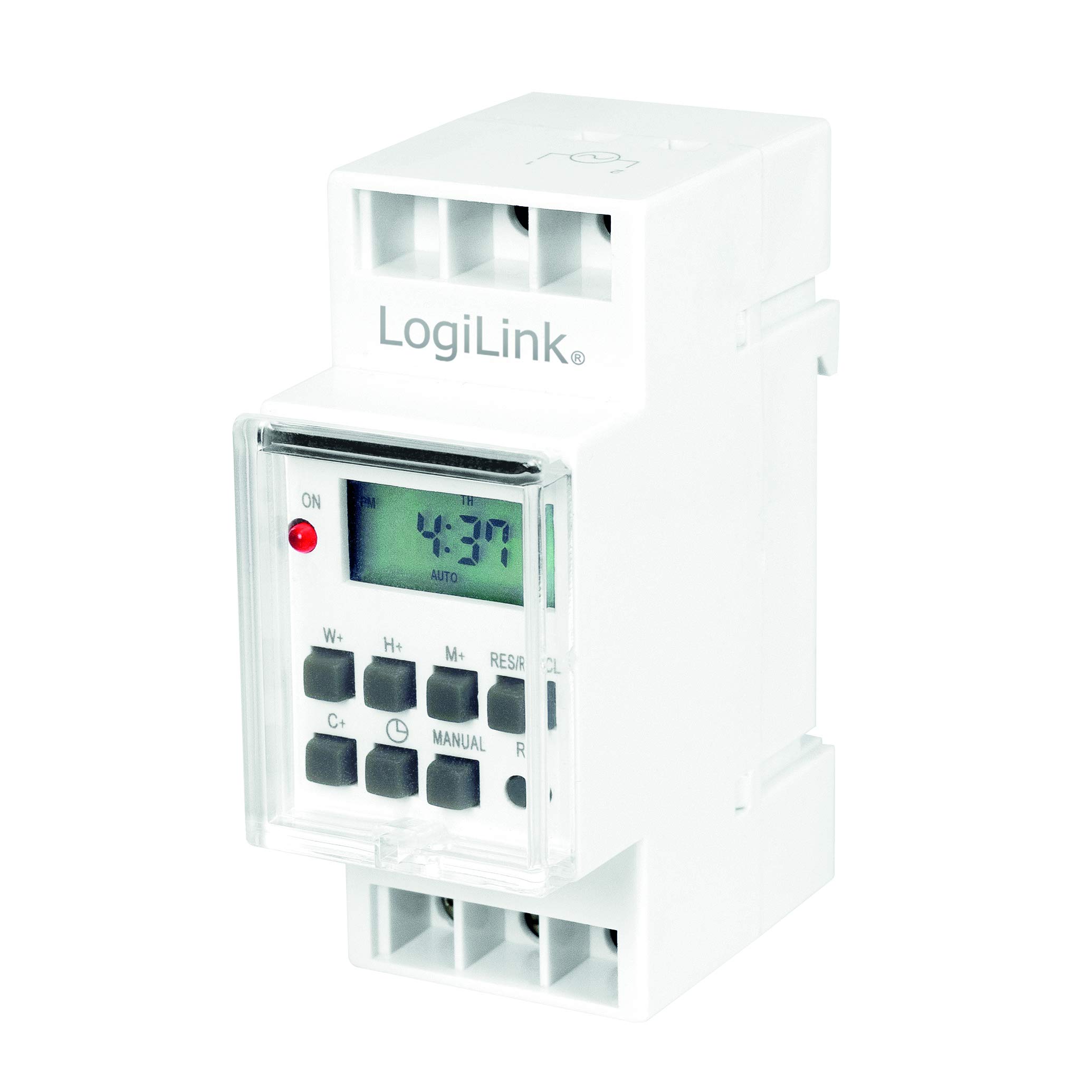 LogiLink ET0010 ET0010-DIN-Rail Timer with Digital Timer and LCD for Easy Switching of Neon Lights, Water Heaters, Lanterns, Irrigation Systems, etc