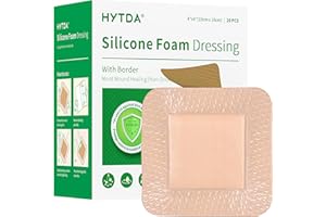 Silicone Foam Dressing with Border, 4"×4"(20 pcs) Gentle Adhesive Foam Dressing for Wound Care,Waterproof,Breathable,Highly A