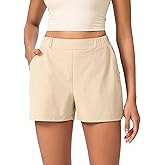 ODODOS Stretch Woven Relaxed Shorts for Women Elastic High Waist Summer Lightweight Casual Shorts with Pockets