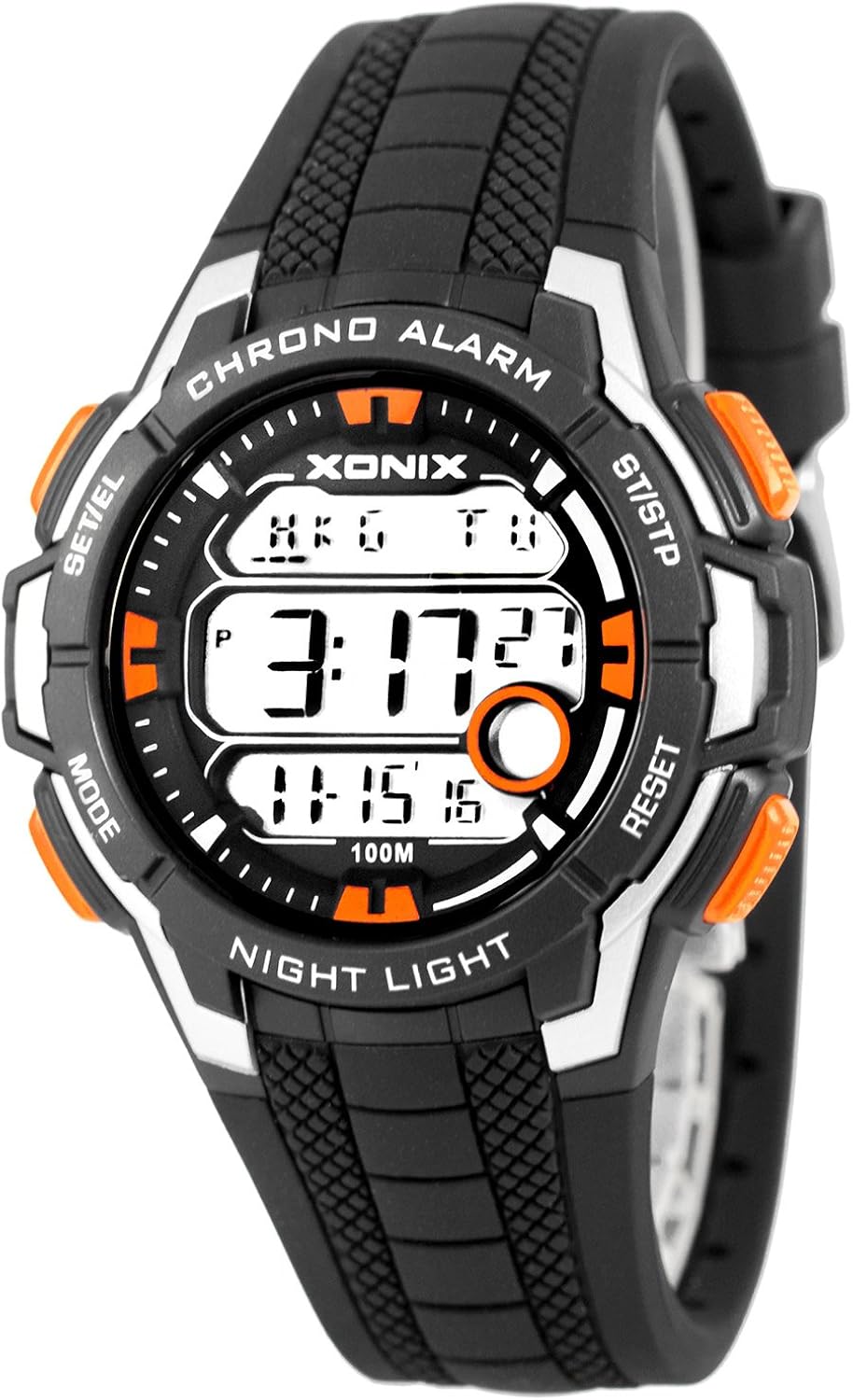 Digital XONIX Watch Men's and Boys', 15x Lap Memory, 3x Interval Timer, World Time, 8x Alarm