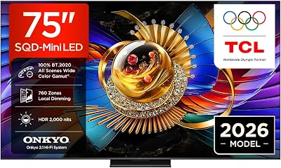 75Q7D Pro 75” SQD-Mini LED TV, 4K HDR 2000 nits, 760 Zones de Gradation, Google TV, Dolby Vision IQ & Atmos, 2.1 Onkyo, 144Hz, Apple AirPlay 2 & Alexa