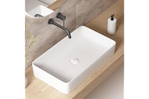 OCEALAGOON Rectangle Vessel Sinks for Bathrooms: 24 Inch Large Bathroom Vessel Sink, Modern White Porcelain Bathroom Sink, Ceramic Above Counter Sink Bowls for Bathroom Vanity, OC1601